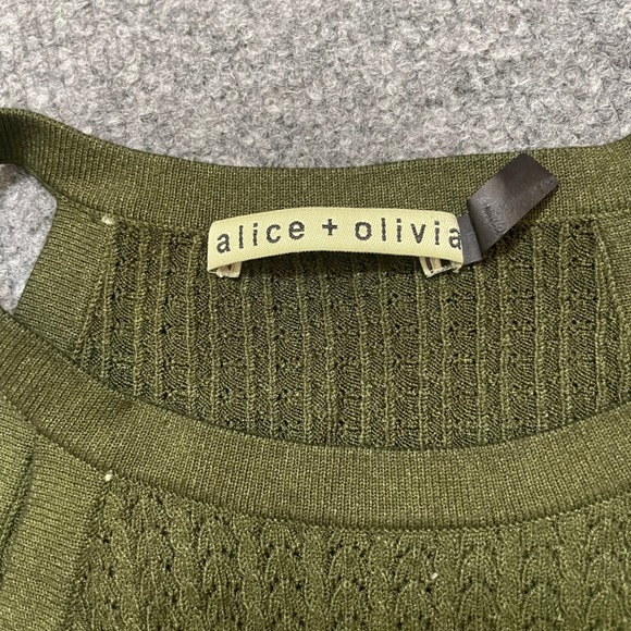 Alice + Olivia Halter Tank Top Sweater Micro Cable Knit Green Textured Shirt Sm - Picture 6 of 7